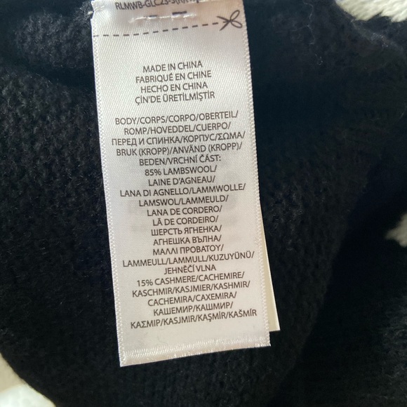 🔖 XS RALPH LAUREN POLO Sweater Fair Isle Italian Yarn Blue Black White - Picture 11 of 12